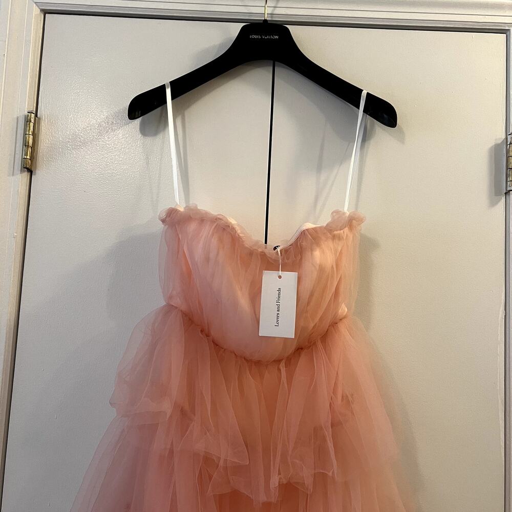 Elegant Pink Strapless Tulle Dress - Picture 4 of 7